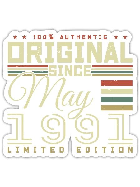 Gift Anniversaire Mai 1991, Gift May 1991 - Sticker size S (10 x 10 cm) - white matte - Front