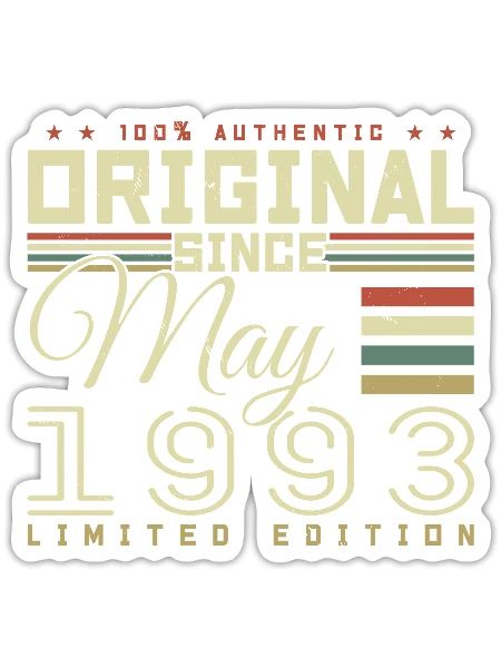 Gift Anniversaire Mai 1993, Gift May 1993 - Sticker Größe S (10 x 10 cm) - Mattweiß - Vorne