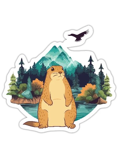Murmeltier - Sticker Größe S (10 x 10 cm) - Mattweiß - Vorne