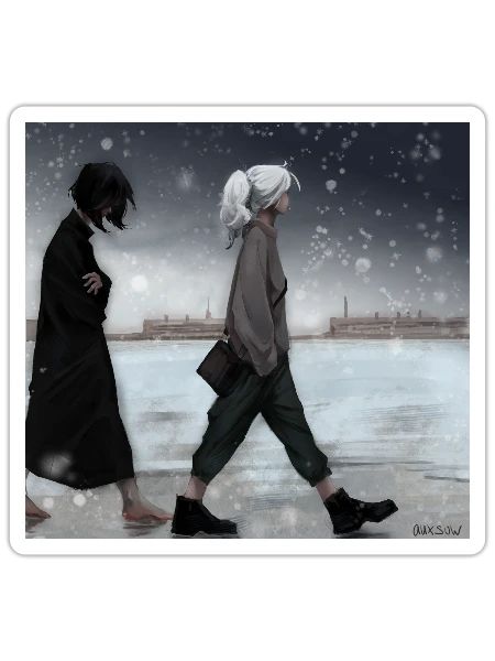 Two girls - Sticker size S (10 x 10 cm) - white matte - Front
