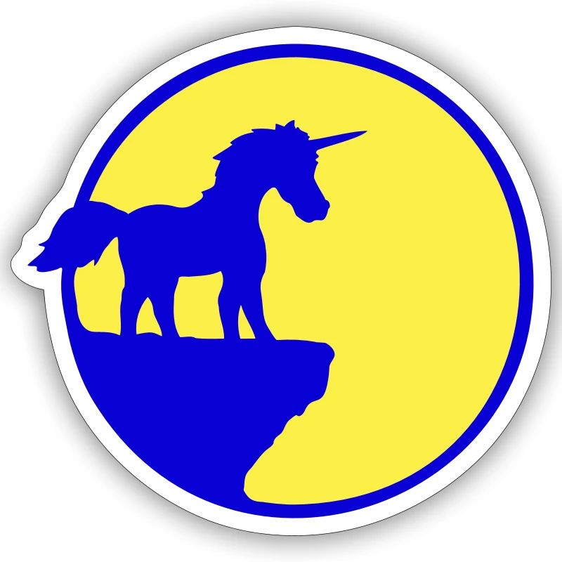 Unicorn Cliff Moon Mountain Round Night Cute Silhouette