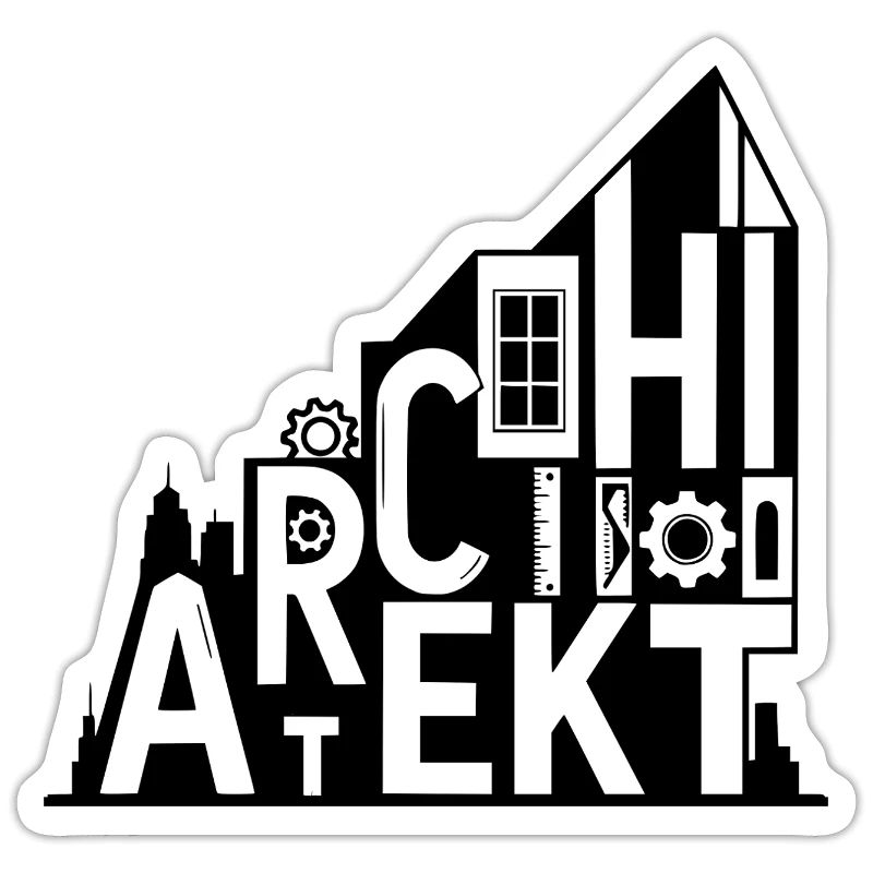 Architect Typography with Architectural Symbols