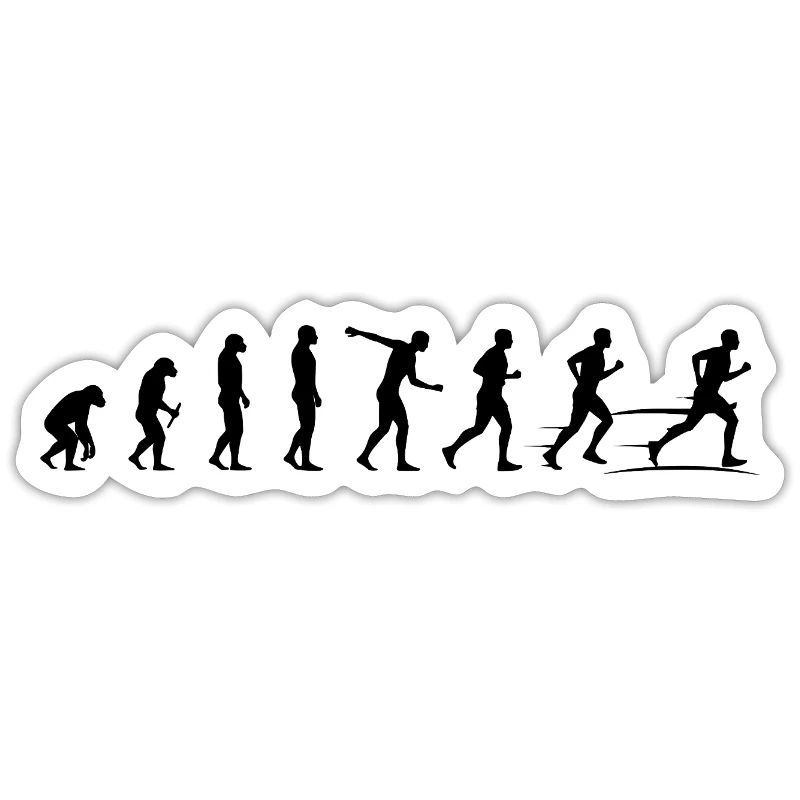 Marathon Runner Evolution T-Shirt Sticker Throw Pillow