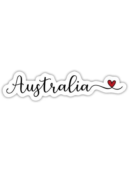 Australia Australien Schriftzug mit Herz - Sticker Größe S (10 x 10 cm) - Mattweiß - Vorne