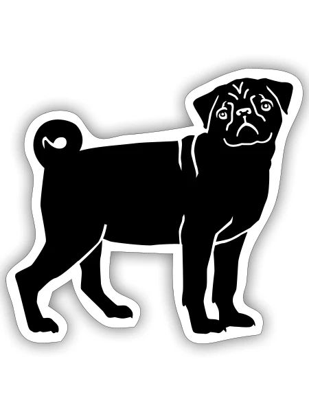 Mops - Sticker Größe S (10 x 10 cm) - Mattweiß - Vorne