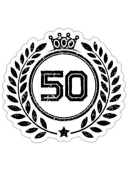 50 Number wreath - Sticker size S (10 x 10 cm) - white matte - Front