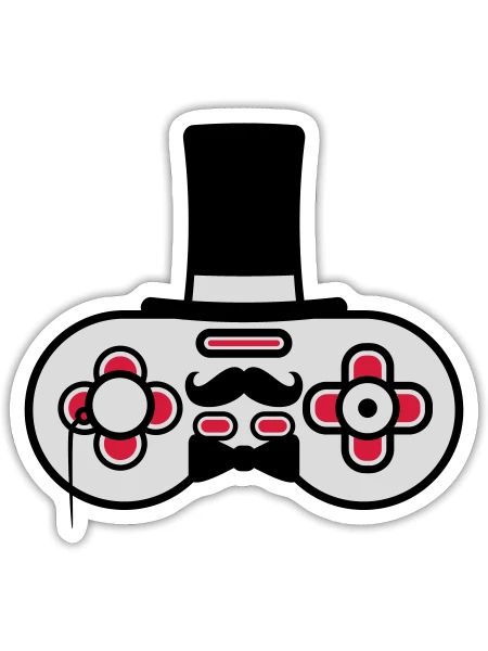 Gentlemen alter Controller Retro - Sticker Größe S (10 x 10 cm) - Mattweiß - Vorne