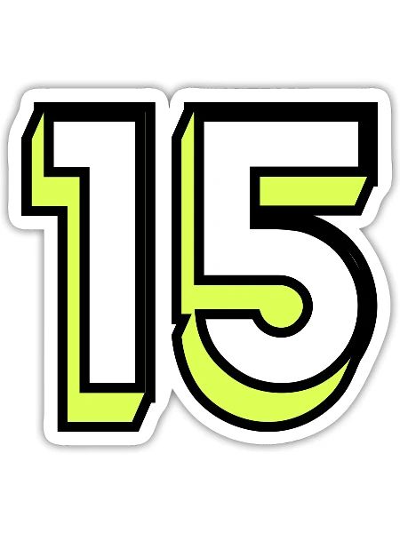 15. 15 ANS. 15e ANNIVERSAIRE. ANNIVERSAIRE 15 ANS. - Sticker taille S (10 x 10 cm) - blanc mat - Devant