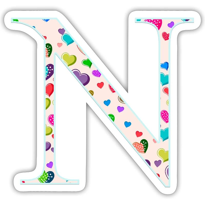Customizable Monogram N Heart Pattern