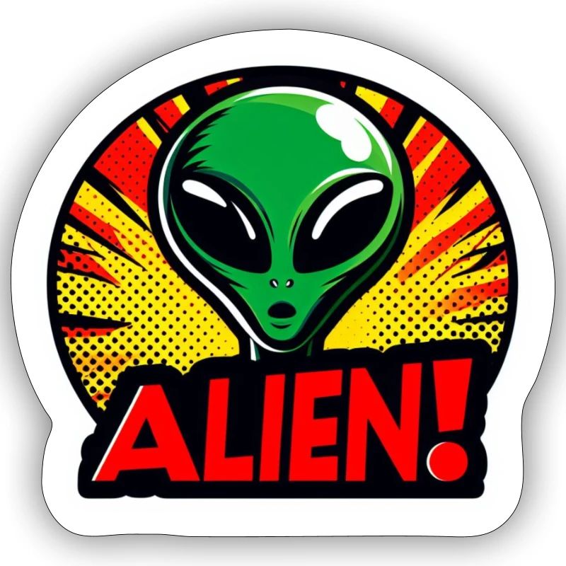 Alien Comic Sticker Explosion Design