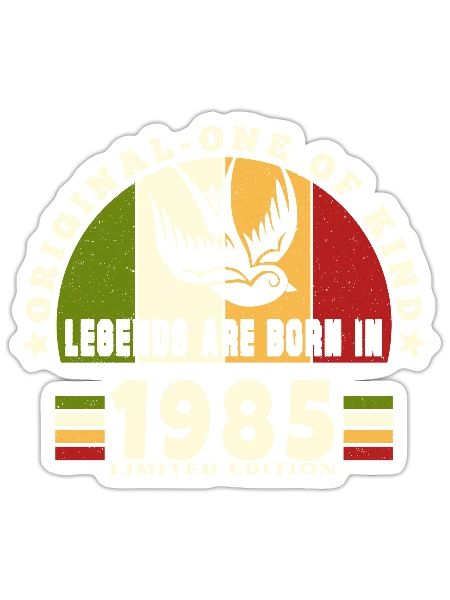 1985 Vintage Anniversaire Légende Cadeau - Sticker taille S (10 x 10 cm) - blanc mat - Devant