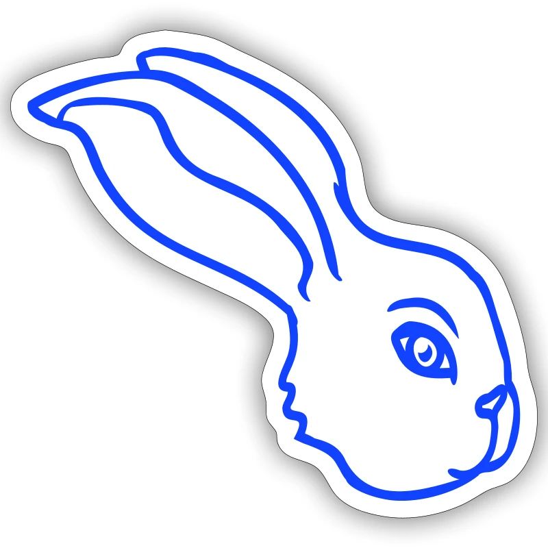Bunny face peeking sideways profile side view