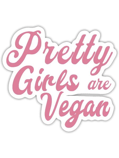 Les jolies filles sont végétaliennes - Sticker taille S (10 x 10 cm) - blanc mat - Devant