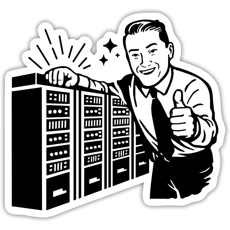 Rétro IT Admin Smiling – Support technique vintage