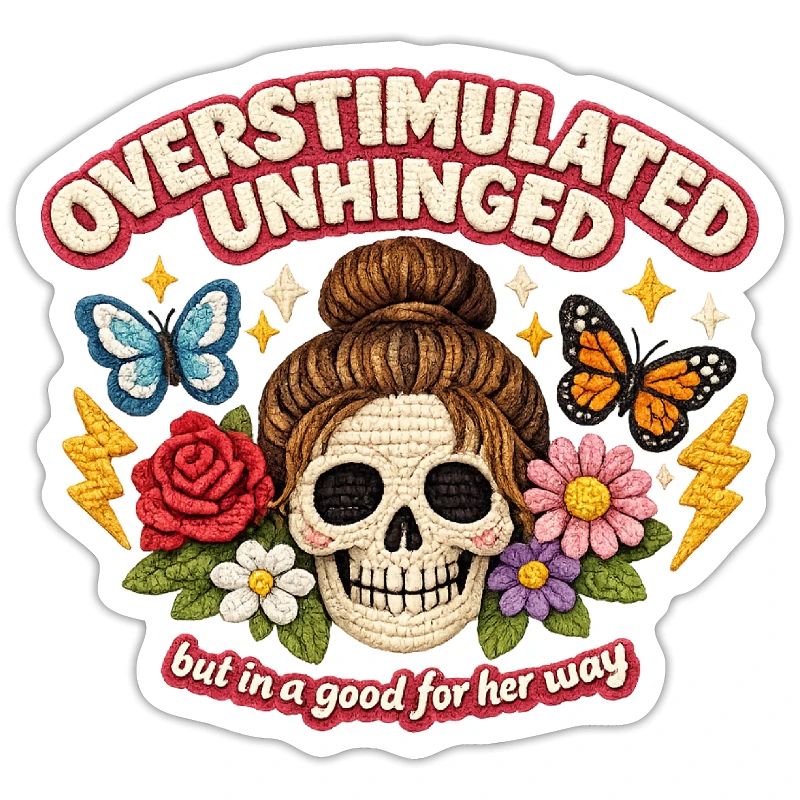 Überstimulierter Schädel mit Blumen Patch