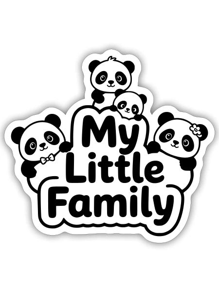 Mein kleiner Familienpanda – 2 Eltern, 2 Kinder - Sticker Größe S (10 x 10 cm) - Mattweiß - Vorne