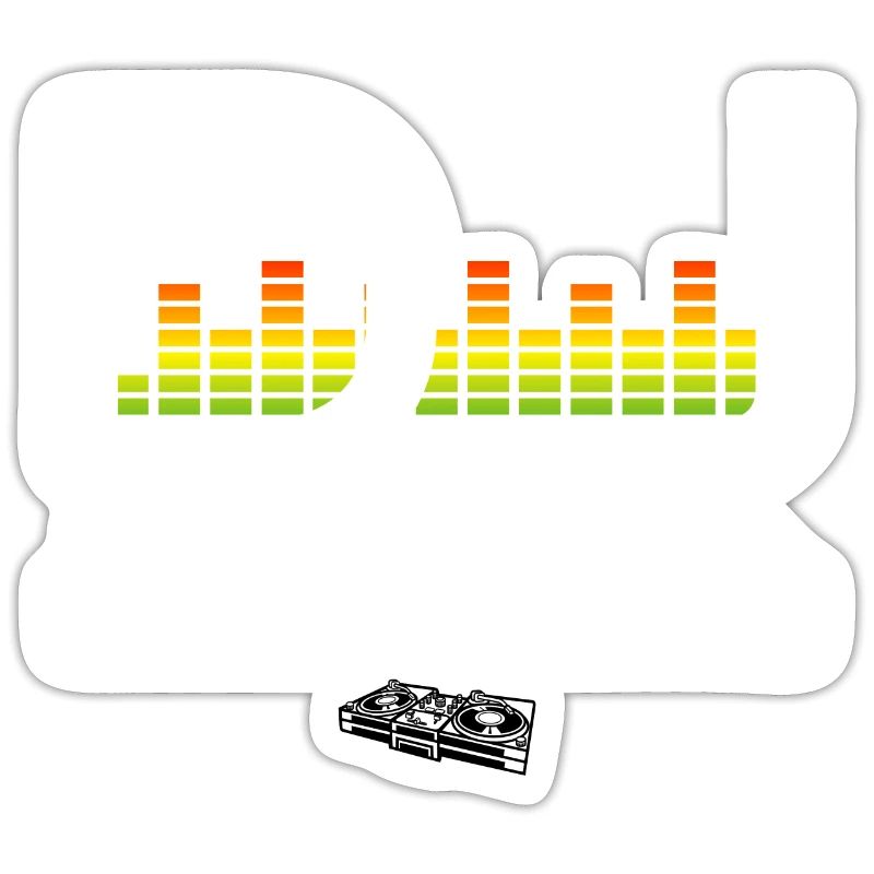 DJ with turntables and mixer - cool Deejay logo