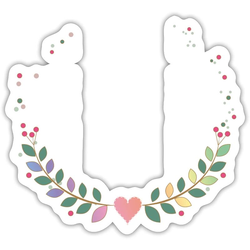 delicate frame from multi-colored branches and heart