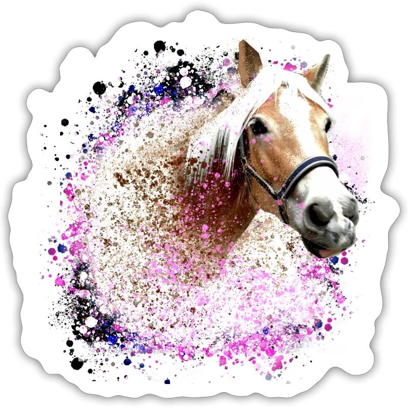 cheval,haflinger, graffitis, peinture, bleu, chevaux,