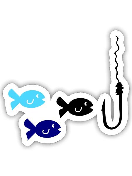 Pêche au poisson - Sticker taille S (10 x 10 cm) - blanc mat - Devant