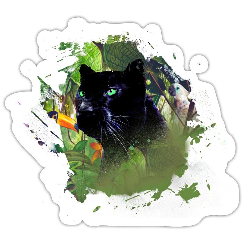 panthère, guépard, léopard, noir, vert, jungle