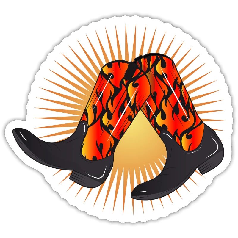 extravagant western boots with flame pattern