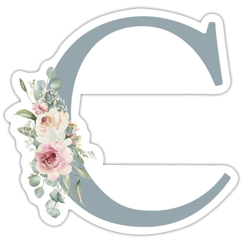 C| Monogram | Eucalyptus Pastel Flower Blue