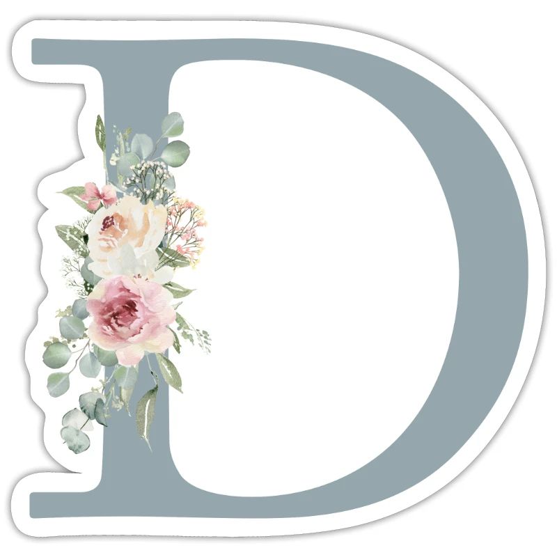 D| Monogram | Eucalyptus Pastel Flower Blue