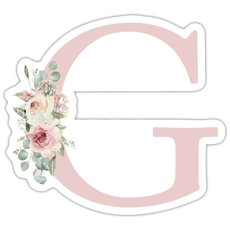 G| Monogramme | Eucalyptus Pastel Fleur Bleu