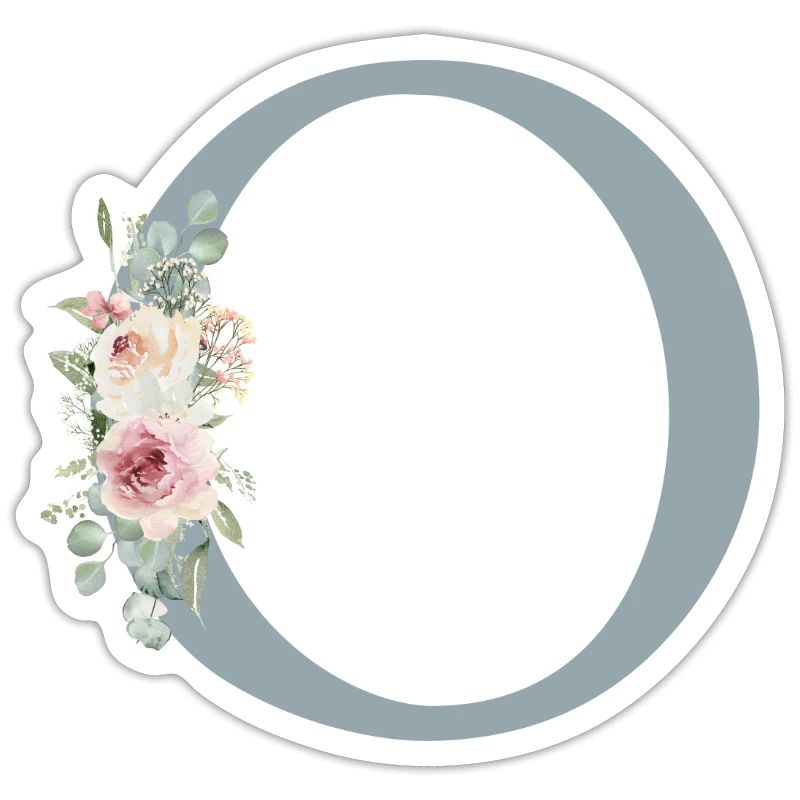 O| Monogramme | Eucalyptus Pastel Fleur Bleu