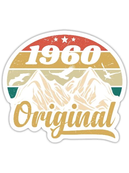 Original 1960er Jahre Vintage Geburtstagsgeschenk 1960er Jahre - Sticker Größe S (10 x 10 cm) - Mattweiß - Vorne