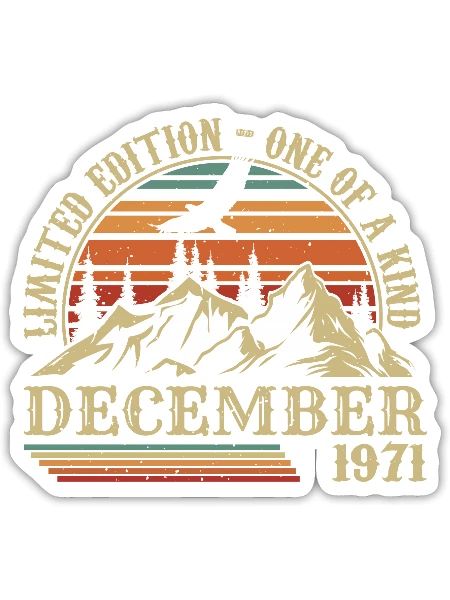 Vintage Décembre 1971, Génial Depuis Décembre 1971 - Sticker taille S (10 x 10 cm) - blanc mat - Devant