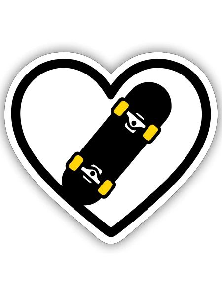 Skateboard Coeur Sport Street Passion - Sticker taille S (10 x 10 cm) - blanc mat - Devant