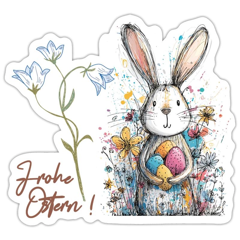 Easter bunny with colorful eggs