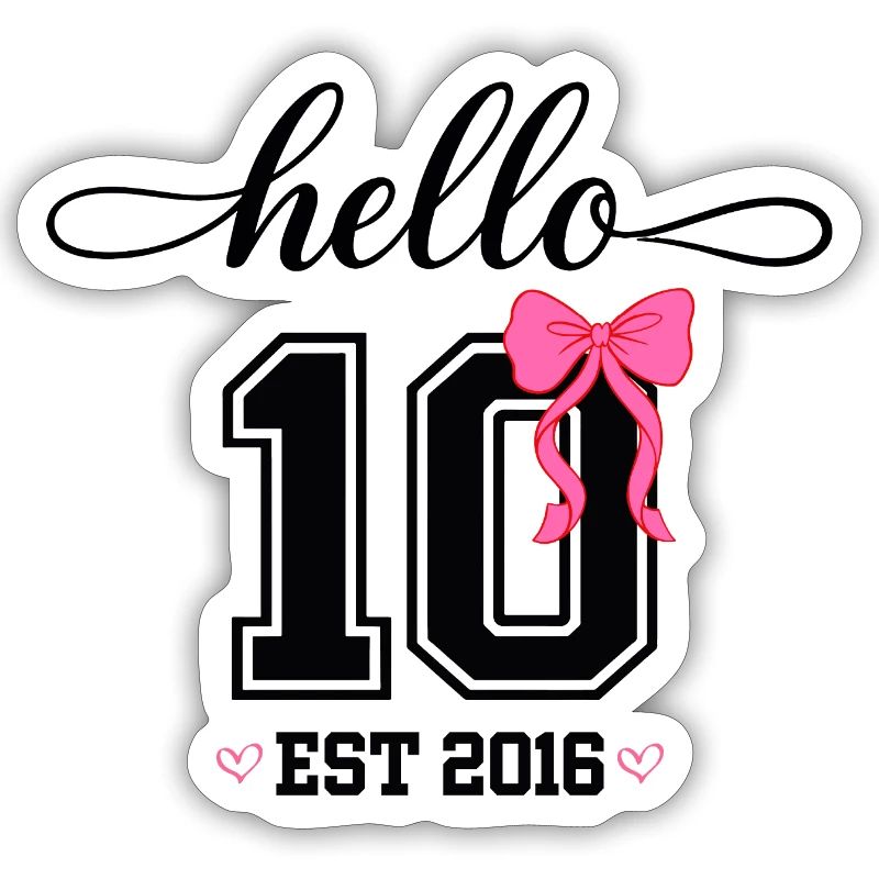 Hello 10 Est 2016 Mädchen Geburtstag Design