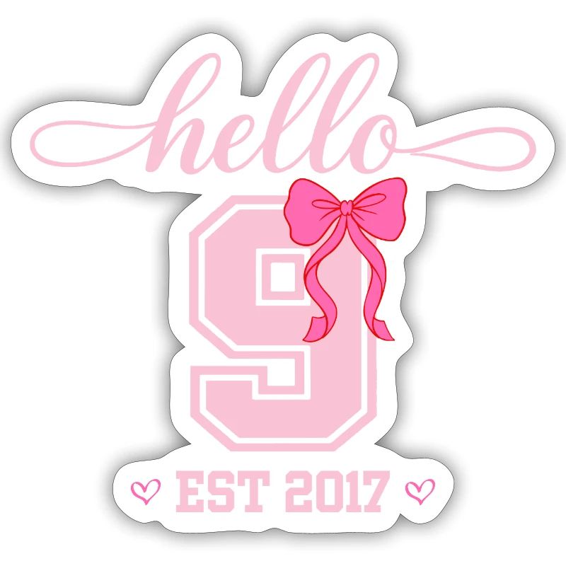 Hello 9 Est 2017 Mädchen Geburtstag Design