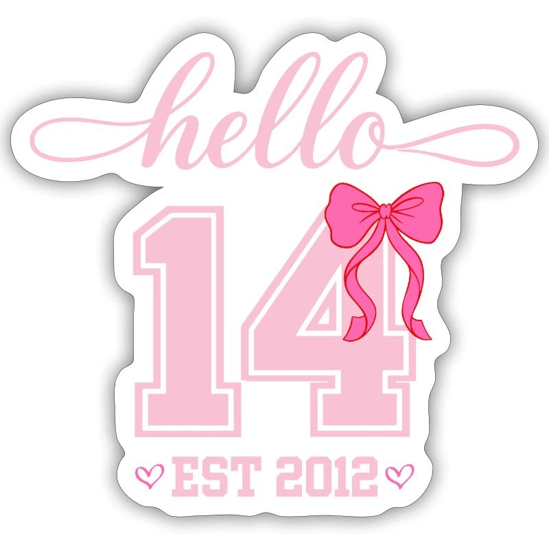 Hello 14 Est 2012 Mädchen Geburtstag Design