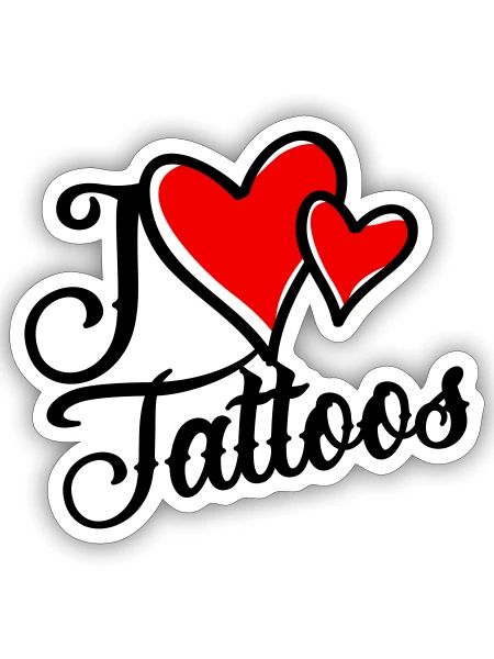 I Love Tattoos - Sticker Größe S (10 x 10 cm) - Mattweiß - Vorne