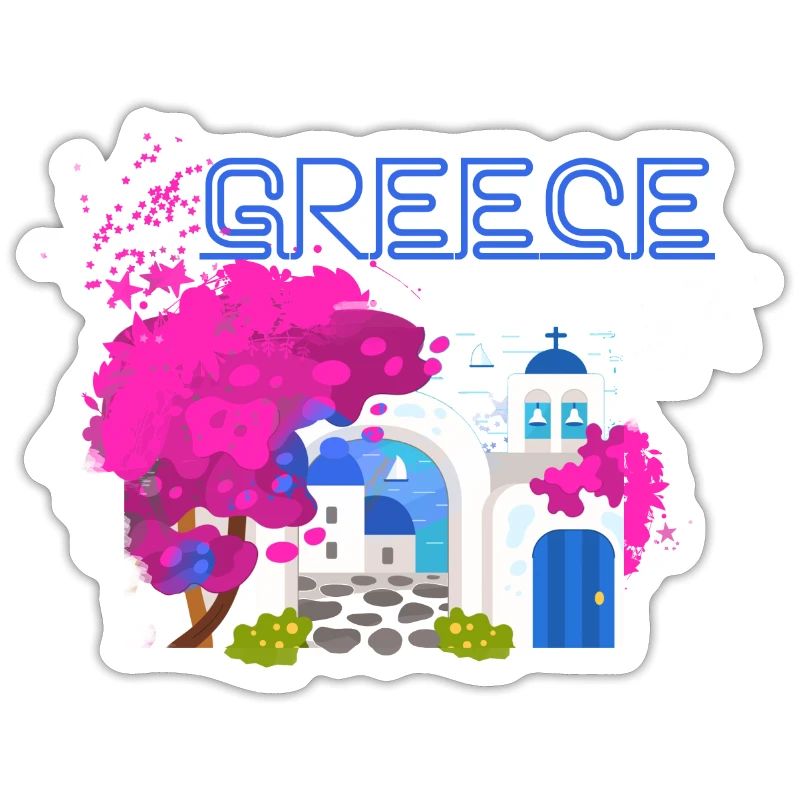 grèce,image,paysage,fleurs,collage,grèce