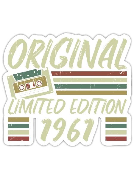 Jahrgang 1961 Retro 1961 Geburtstagsgeschenk - Sticker Größe S (10 x 10 cm) - Mattweiß - Vorne