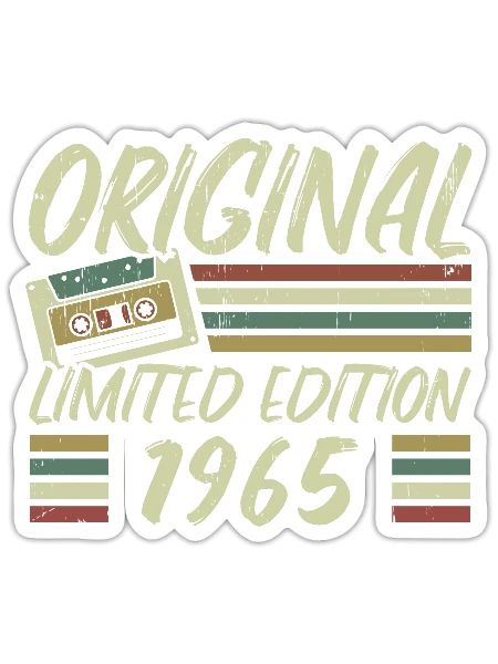 Jahrgang 1965 Retro 1965 Geburtstagsgeschenk - Sticker Größe S (10 x 10 cm) - Mattweiß - Vorne