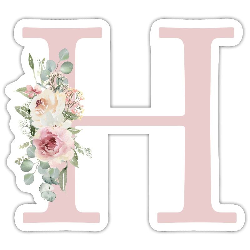 H| Monogramme | Eucalyptus Pastel Fleur Bleu