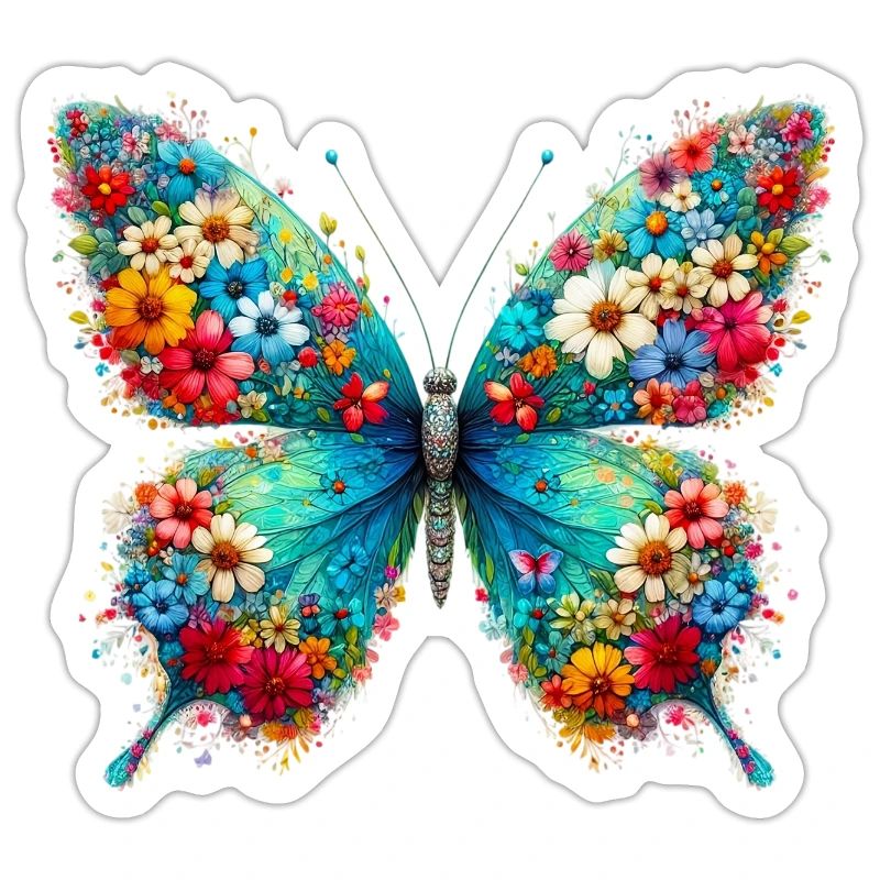 Papillon décoré de fleurs