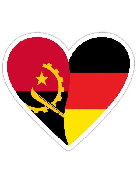 Angola Germany Heart - Sticker size S (10 x 10 cm) - white matte - Front