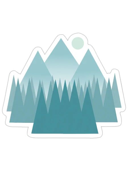 Paysage de montagne astral dans les tons bleus - Sticker taille S (10 x 10 cm) - blanc mat - Devant