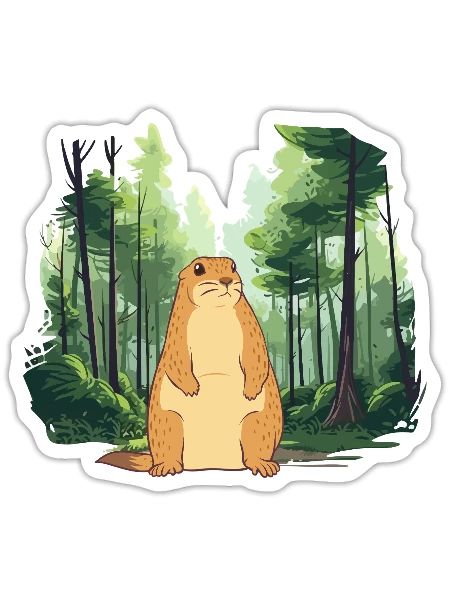 Marmotte fort paysage nature - Sticker taille S (10 x 10 cm) - blanc mat - Devant