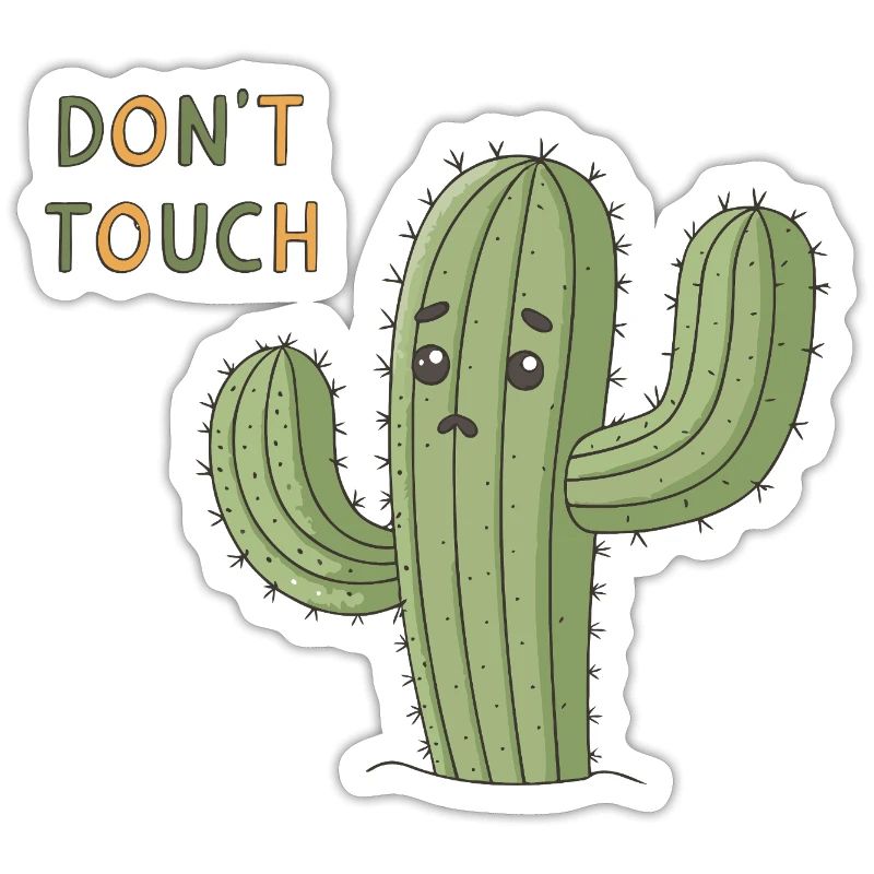 Sad Cactus Warning Don't Touch