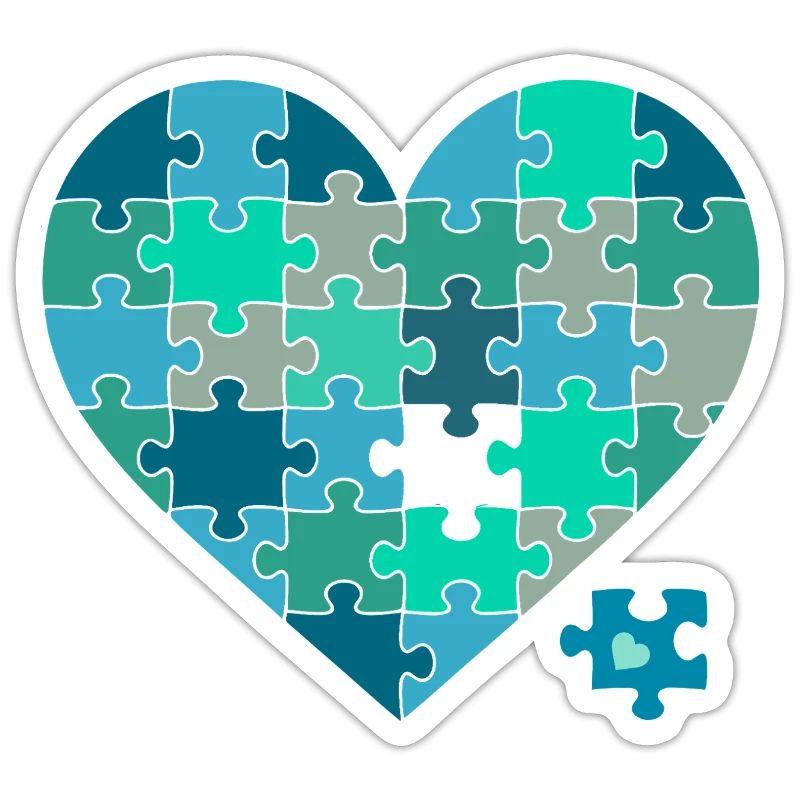 Puzzleherz Blaugrün