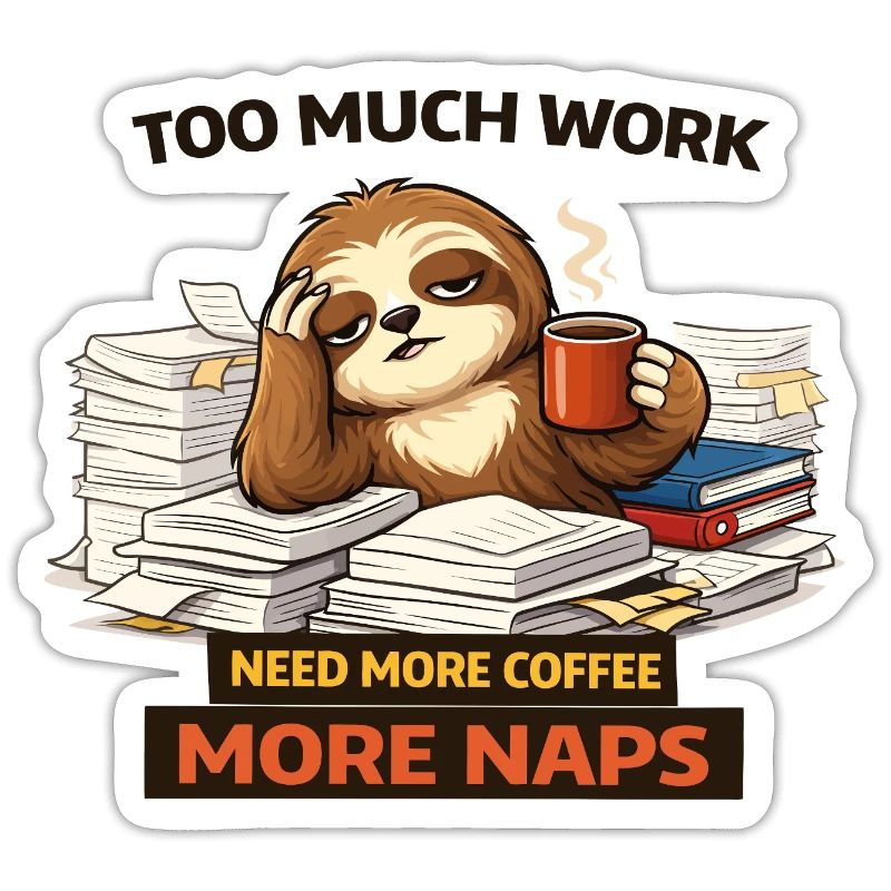 Too Much Work Sloth Coffee Naps