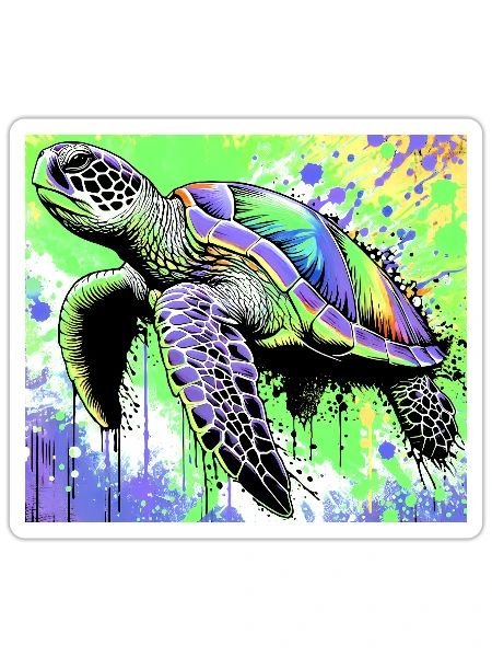 turtle - Sticker size S (10 x 10 cm) - white matte - Front